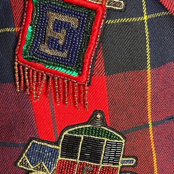 ESCADA COUTURE jacket with embellishment front Wool Plaid Print Blazer size 36(6 - Picture 14 of 16